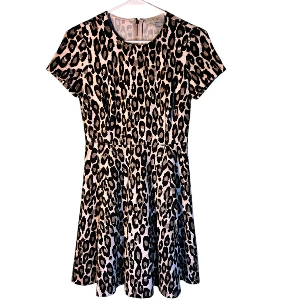 Kate Spade Autumn Leopard Print Skater Dress Size 0